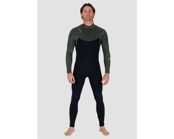Combinaison Vissla new seas 4/3 U-zip noir/khaki