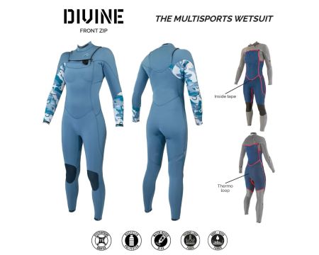 Combininaison femme Sooruz 4/3mm Divine Front Zip Oysterpren Blue