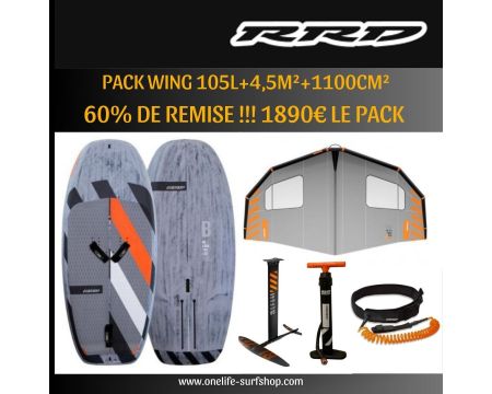 Pack Wingfoil RRD Beluga 105 L + Evo Wing 4,5m² + foil alu 1100cm²