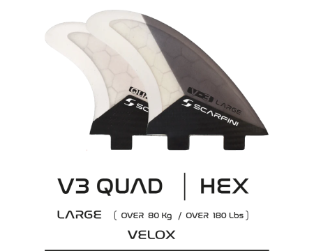 Dérives de surf Scarfini Velox carbon base quad fin set L