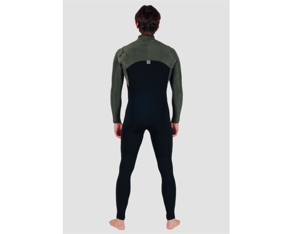 Combinaison Vissla new seas 4/3 U-zip noir/khaki
