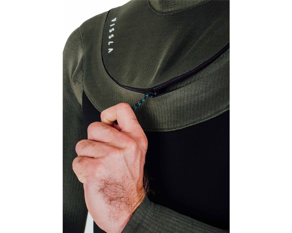 Combinaison Vissla new seas 4/3 U-zip noir/khaki