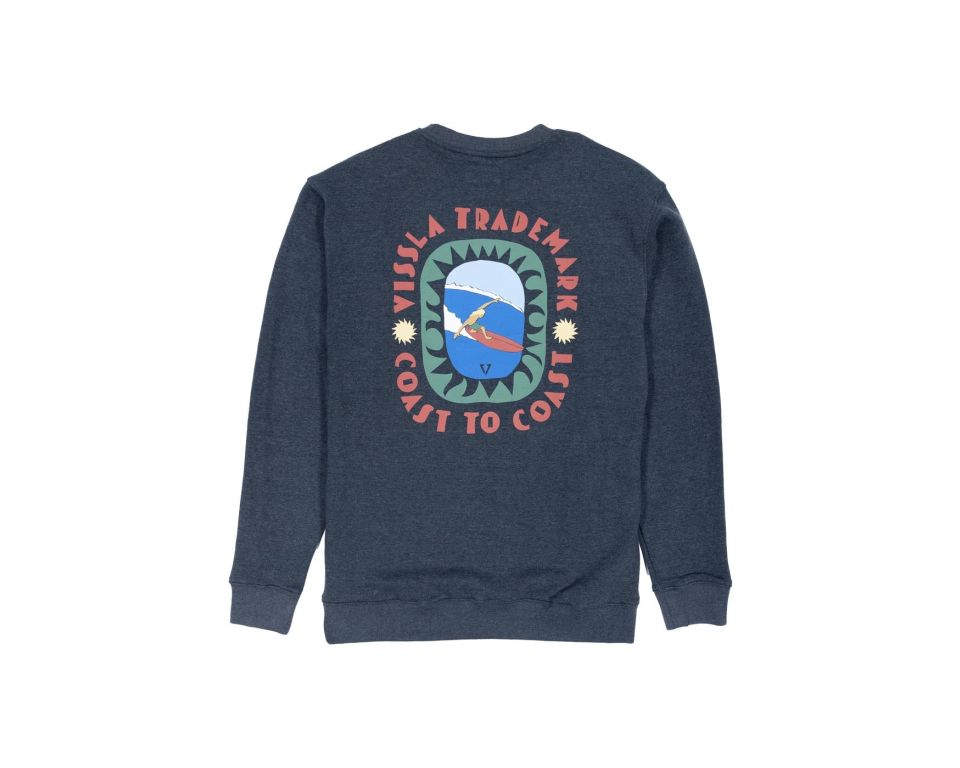Sweat Vissla Coastal Life Eco Fleece Crewneck bleu heritage